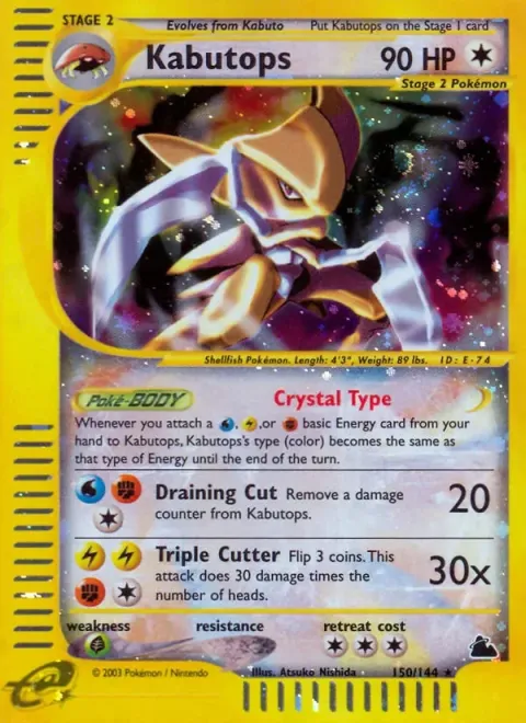 Carte Pokémon Kabutops 150/144, extension Skyridge (sortie anglaise)