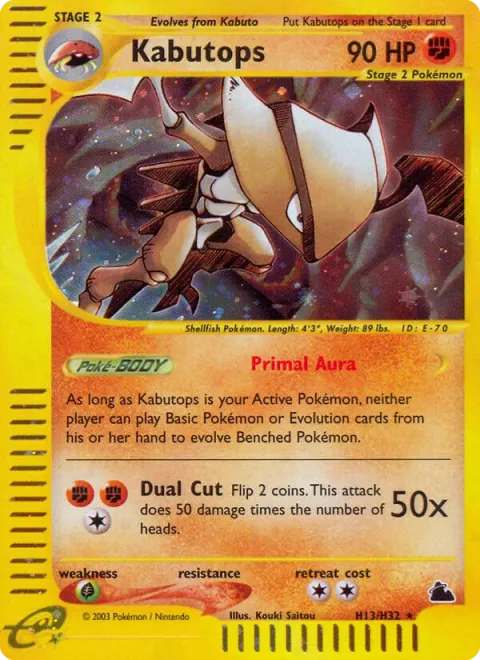 Carte Pokémon Kabutops H13/H32, extension Skyridge (sortie anglaise)