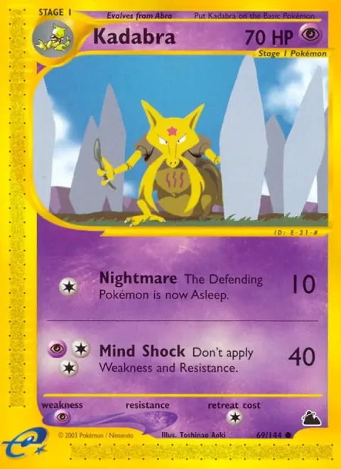 Carte Pokémon Kadabra 069/144, extension Skyridge (sortie anglaise)