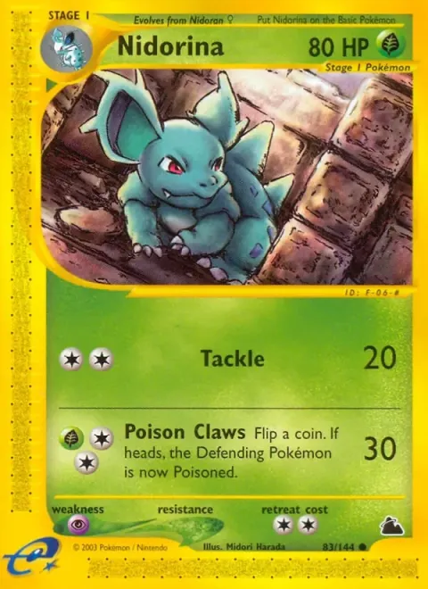 Carte Pokémon Nidorina 083/144, extension Skyridge (sortie anglaise)