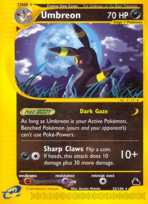 Carte Pokémon Noctali 032/144, extension Skyridge (sortie anglaise)
