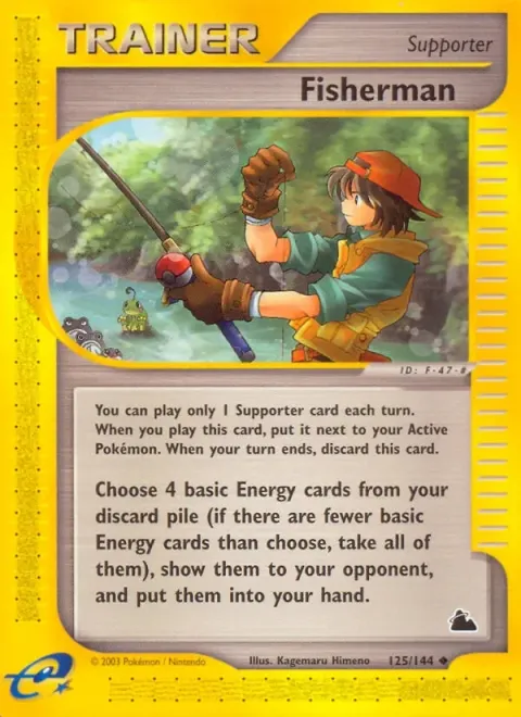 Carte Pokémon Pêcheur 125/144, extension Skyridge (sortie anglaise)