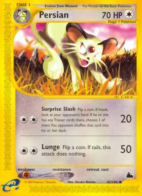 Carte Pokémon Persian 042/144, extension Skyridge (sortie anglaise)