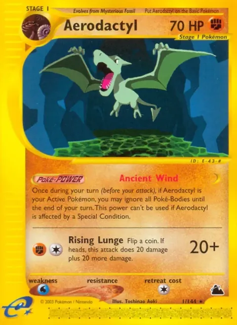 Carte Pokémon Ptéra 001/144, extension Skyridge (sortie anglaise)