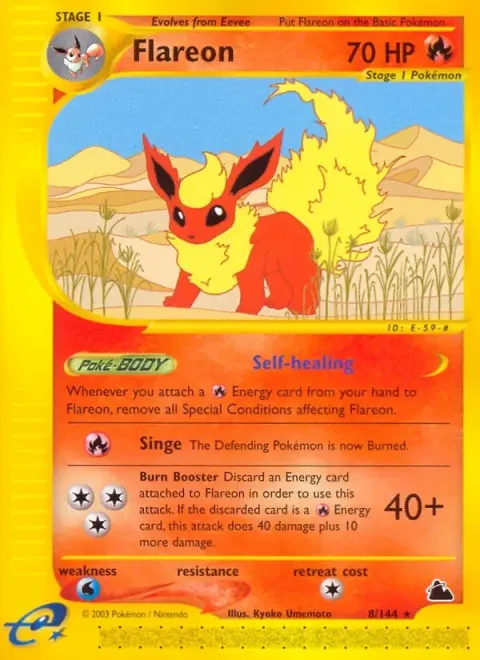 Carte Pokémon Pyroli 008/144, extension Skyridge (sortie anglaise)