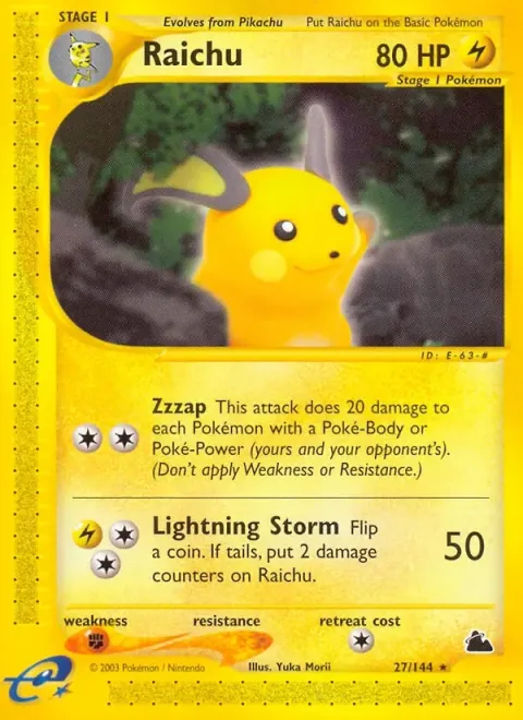Carte Pokémon Raichu 027/144, extension Skyridge (sortie anglaise)