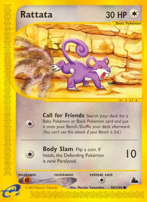 Carte Pokémon Rattata 090/144, extension Skyridge (sortie anglaise)