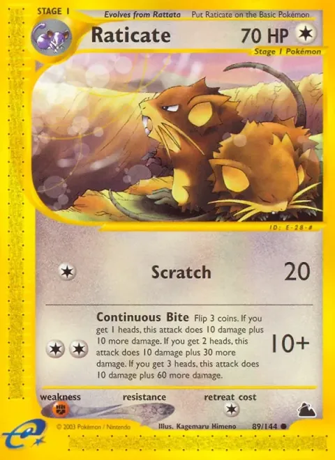 Carte Pokémon Rattatac 089/144, extension Skyridge (sortie anglaise)