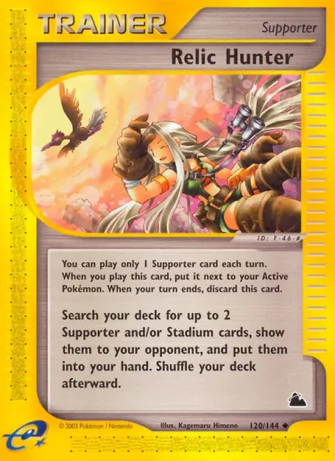 Carte Pokémon Relic Hunter 120/144, extension Skyridge (sortie anglaise)