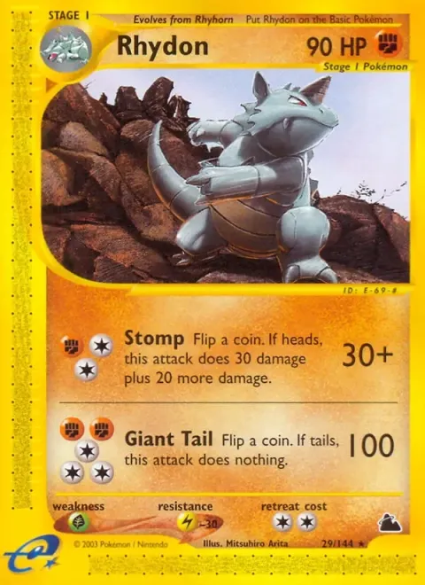 Carte Pokémon Rhinoféros 029/144, extension Skyridge (sortie anglaise)