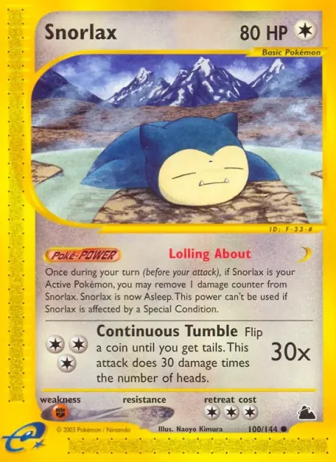 Carte Pokémon Ronflex 100/144, extension Skyridge (sortie anglaise)