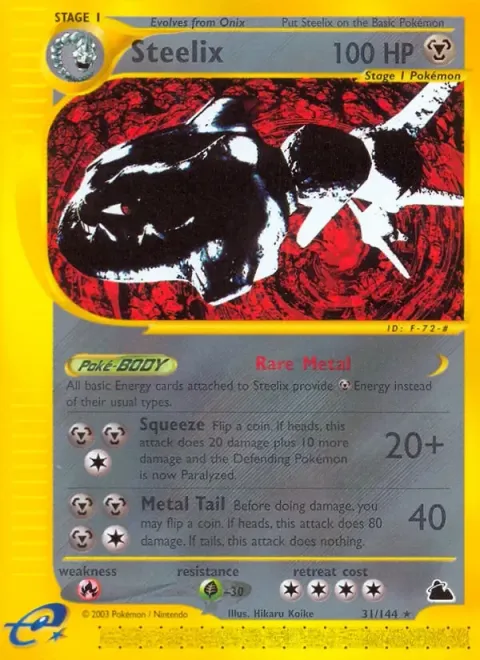 Carte Pokémon Steelix 031/144, extension Skyridge (sortie anglaise)