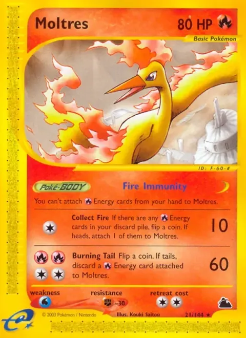 Carte Pokémon Sulfura 021/144, extension Skyridge (sortie anglaise)