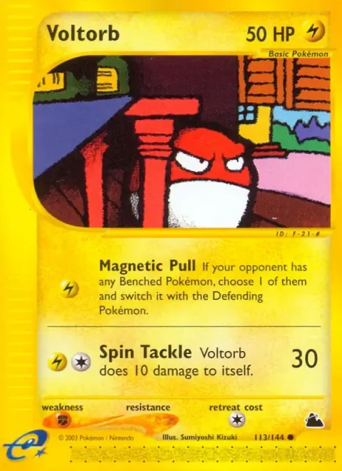 Carte Pokémon Voltorbe 113/144, extension Skyridge (sortie anglaise)