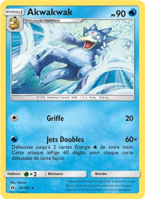 Carte Pokémon Akwakwak 029/149, extension Soleil et Lune