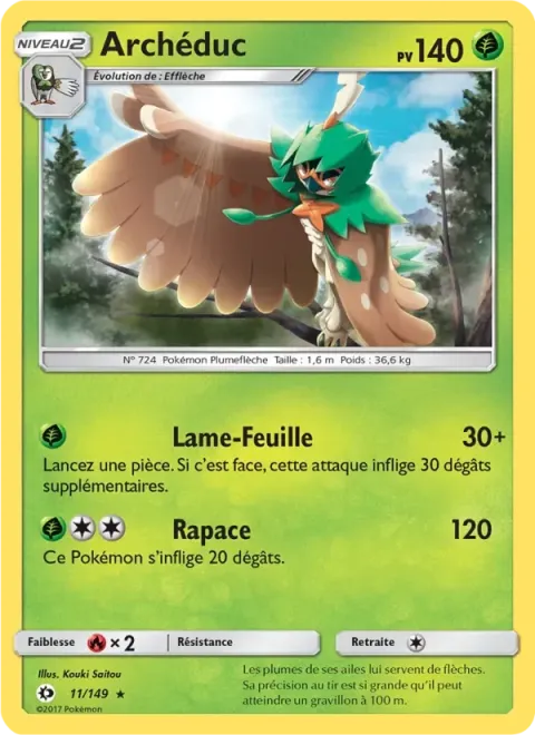 Carte Pokémon Archéduc 011/149, extension Soleil et Lune