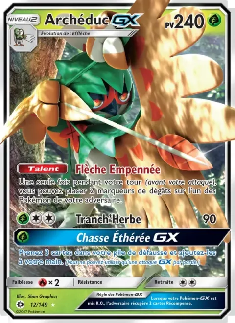 Carte Pokémon Archéduc GX 012/149, extension Soleil et Lune