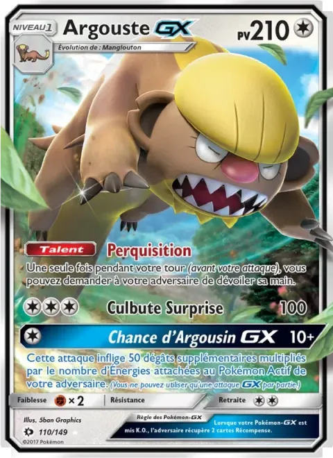 Carte Pokémon Argouste GX 110/149, extension Soleil et Lune