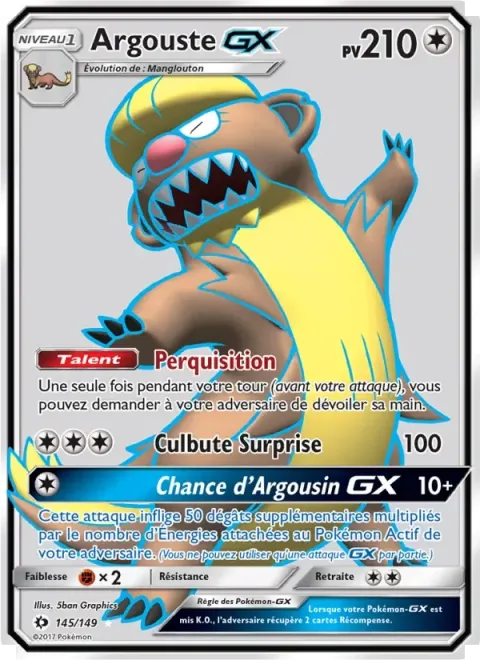 Carte Pokémon Argouste GX 145/149, extension Soleil et Lune