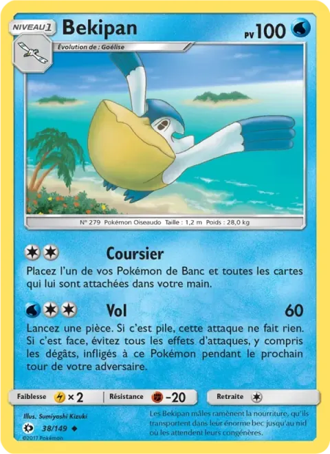 Carte Pokémon Bekipan 038/149, extension Soleil et Lune