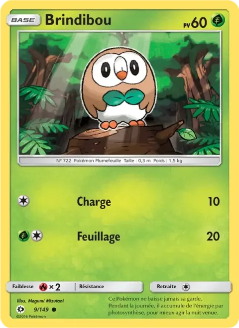 Carte Pokémon Brindibou 009/149, extension Soleil et Lune