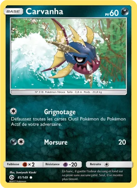 Carte Pokémon Carvanha 081/149, extension Soleil et Lune