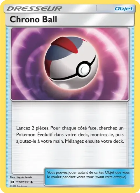 Carte Pokémon Chrono Ball 134/149, extension Soleil et Lune