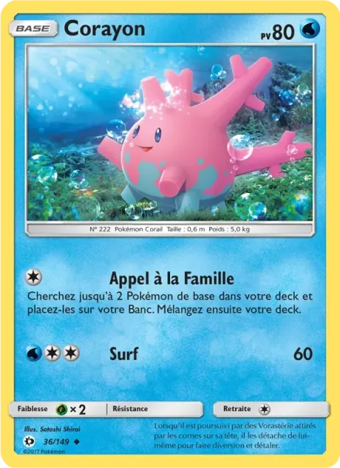 Carte Pokémon Corayon 036/149, extension Soleil et Lune