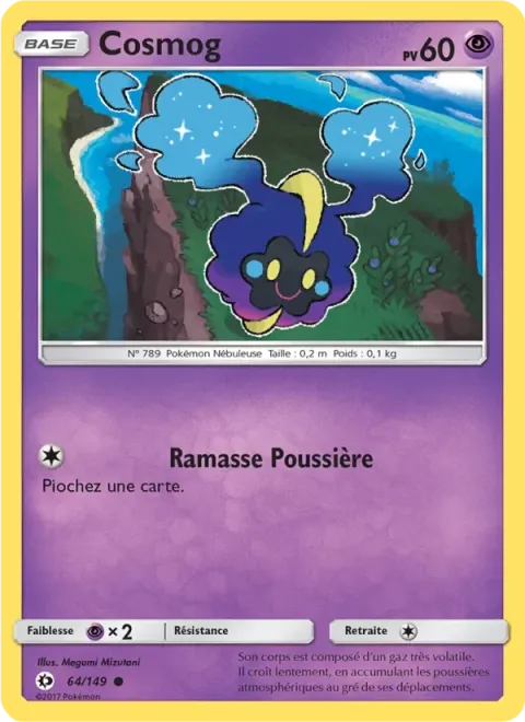 Carte Pokémon Cosmog 064/149, extension Soleil et Lune