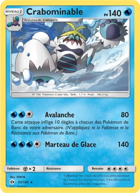 Carte Pokémon Crabominable 043/149, extension Soleil et Lune