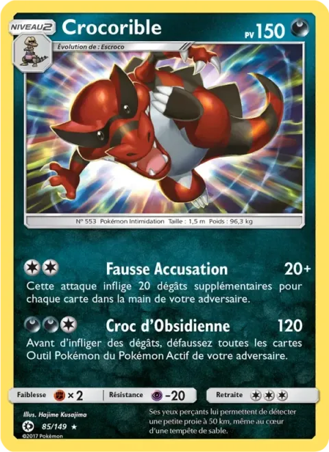 Carte Pokémon Crocorible 085/149, extension Soleil et Lune