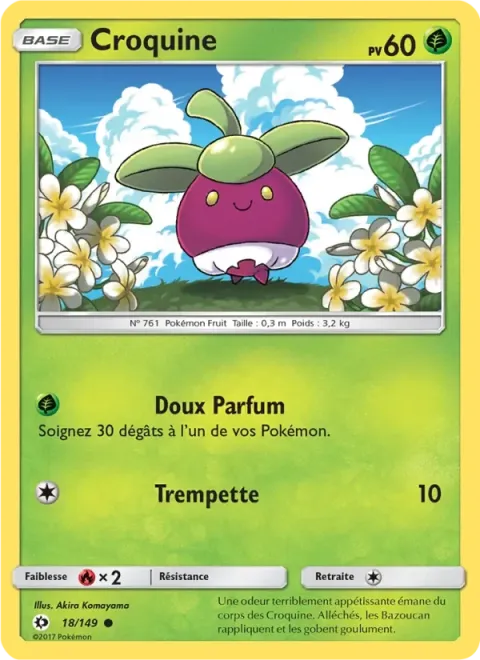 Carte Pokémon Croquine 018/149, extension Soleil et Lune