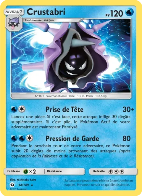 Carte Pokémon Crustabri 034/149, extension Soleil et Lune