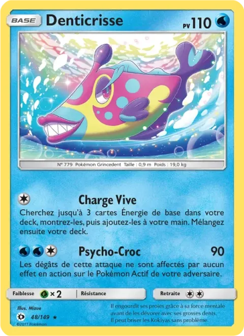 Carte Pokémon Denticrisse 048/149, extension Soleil et Lune