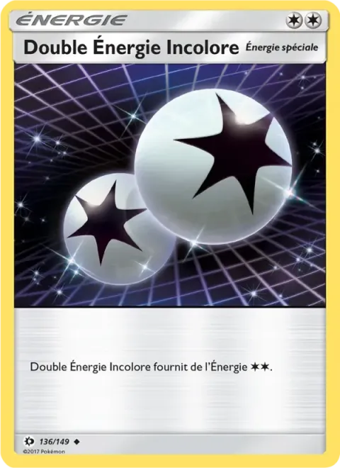 Carte Pokémon Double Énergie Incolore 136/149, extension Soleil et Lune