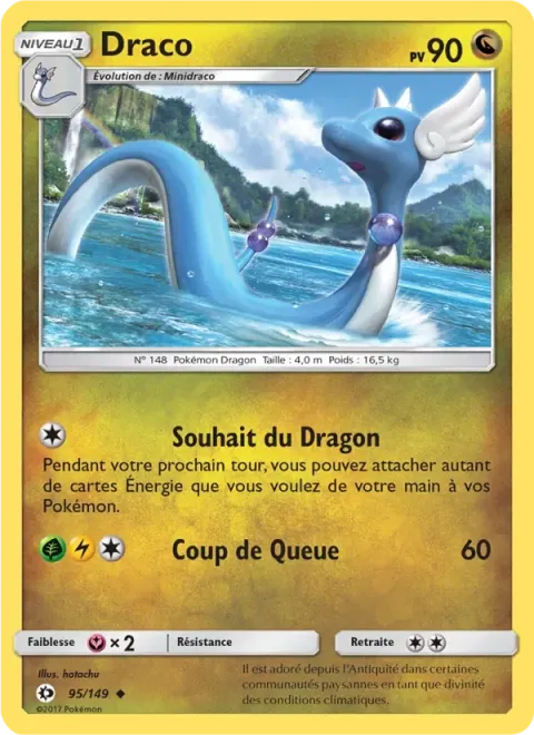 Carte Pokémon Draco 095/149, extension Soleil et Lune