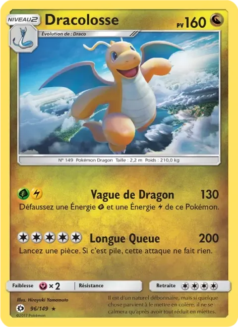 Carte Pokémon Dracolosse 096/149, extension Soleil et Lune