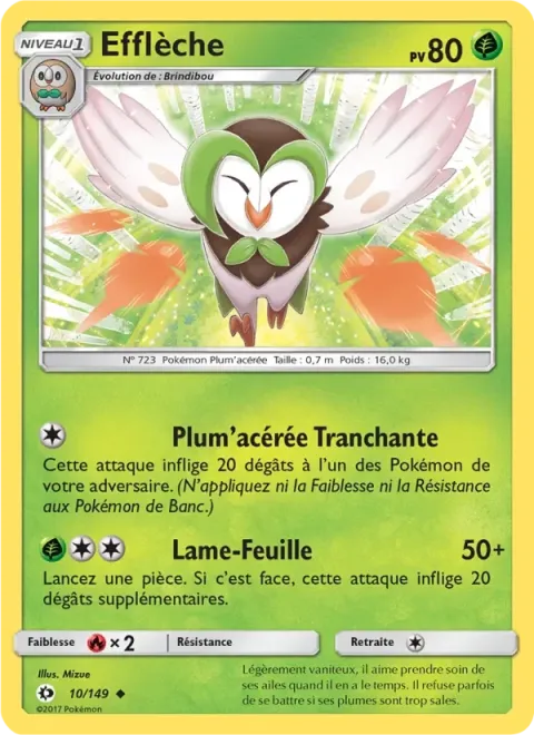 Carte Pokémon Efflèche 010/149, extension Soleil et Lune