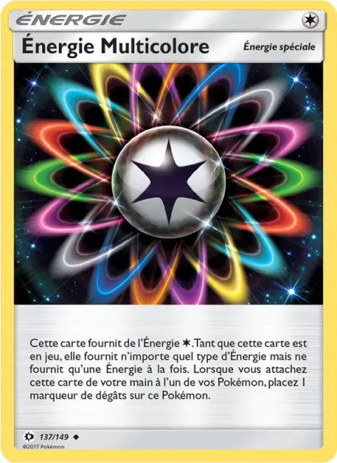 Carte Pokémon Énergie Multicolore 137/149, extension Soleil et Lune