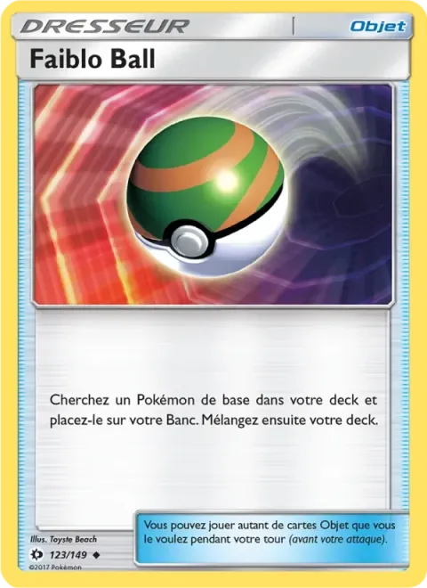 Carte Pokémon Faiblo Ball 123/149, extension Soleil et Lune