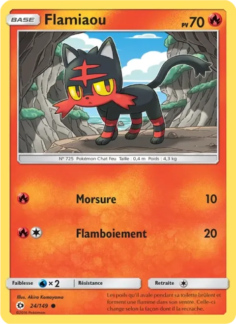 Carte Pokémon Flamiaou 024/149, extension Soleil et Lune