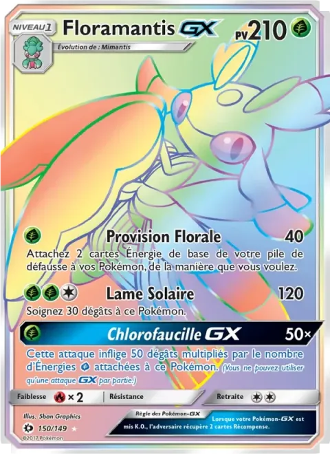 Carte Pokémon Floramantis GX 150/149, extension Soleil et Lune