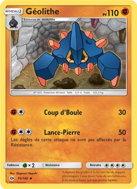 Carte Pokémon Géolithe 070/149, extension Soleil et Lune