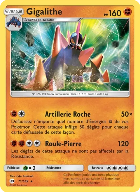 Carte Pokémon Gigalithe 071/149, extension Soleil et Lune