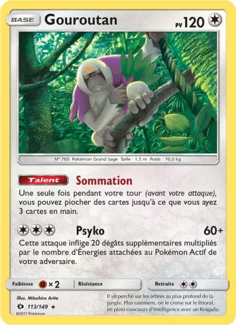 Carte Pokémon Gouroutan 113/149, extension Soleil et Lune