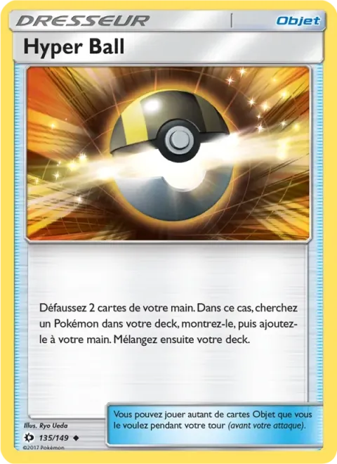 Carte Pokémon Hyper Ball 135/149, extension Soleil et Lune