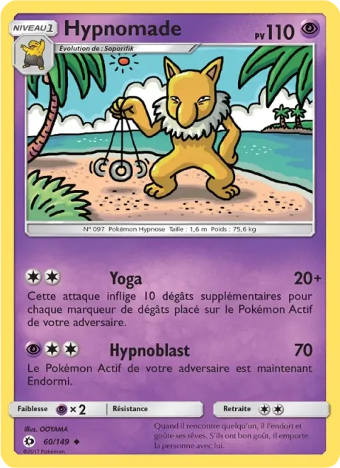 Carte Pokémon Hypnomade 060/149, extension Soleil et Lune