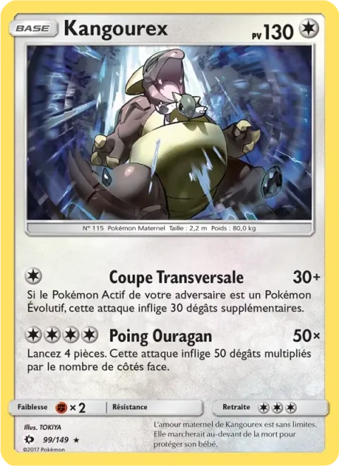 Carte Pokémon Kangourex 099/149, extension Soleil et Lune