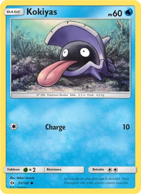 Carte Pokémon Kokiyas 033/149, extension Soleil et Lune