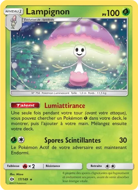 Carte Pokémon Lampignon 017/149, extension Soleil et Lune